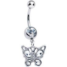 将图片加载到图库查看器,Clear Gem Butterfly Beauty Bling Dangle Belly Ring