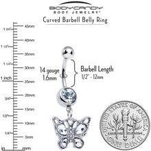将图片加载到图库查看器,Clear Gem Butterfly Beauty Bling Dangle Belly Ring