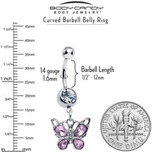 将图片加载到图库查看器,Pink Gem Butterfly Beauty Bling Dangle Belly Ring