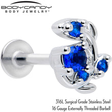 将图片加载到图库查看器,16G 5/16 Blue Gem Twining Vine Flatback Stud