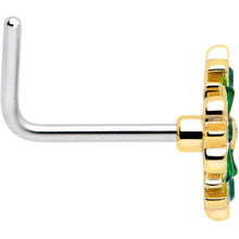Load image into Gallery viewer, 20G 7mm Green Gem Flower Wreath L Shape Nose Ring