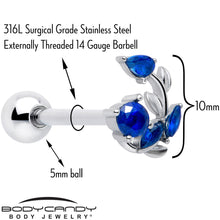 将图片加载到图库查看器,Blue Gem Twining Vine Barbell Tongue Ring