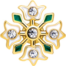 Load image into Gallery viewer, Clear Gem Gold Tone Flower Wreath Barbell Tongue Ring