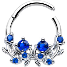 将图片加载到图库查看器,16G 3/8 Blue Gem Twining Vine Hinged Segment Ring