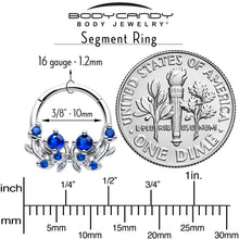 将图片加载到图库查看器,16G 3/8 Blue Gem Twining Vine Hinged Segment Ring