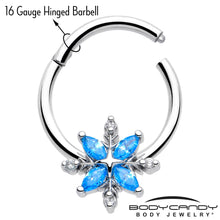 将图片加载到图库查看器,16G 3/8 Blue CZ Gem Classic Flower Hinged Segment Ring