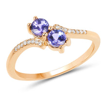 Load image into Gallery viewer, 0.51 Carat Genuine Tanzanite and White Diamond 14K Yellow Gold Ring