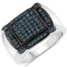 Load image into Gallery viewer, 0.81 Carat Genuine Blue Diamond .925 Sterling Silver Ring