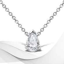 将图片加载到图库查看器,14K White Gold 1/2 Cttw Lab Grown Pear Shape Solitaire Diamond Pendent 18" Necklace (F-G Color, VS2-SI1 Clarity)