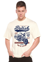 将图片加载到图库查看器,British Motorcycle Men's Bamboo Viscose/Organic Cotton Short Sleeve Graphic T-Shirt