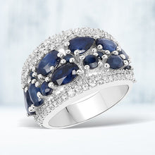 将图片加载到图库查看器,3.61 Carat Genuine Blue Sapphire and White Zircon .925 Sterling Silver Ring