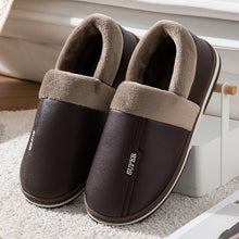 Load image into Gallery viewer, Waterproof Indoor Shoes Womans Mens Winter Home Slippers Faux Leather Warm Plush House Floor Slipper Anti-slip Footwear Women's Cozy Memory Foam Slippers With Warm Plush Fur Lining