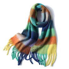 Load image into Gallery viewer, New Luxury Winter Soft Head Wraps Plaid Scarf Shawls Cashmere Warm Cashmere Scarves Rainbow For Women