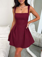Load image into Gallery viewer, Dark Blue Bow Back Square Neck Mini Dress Luxury Feminine & Flattering Dress For Girls