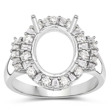 Load image into Gallery viewer, 0.83 Carat Genuine White Diamond 14K White Gold Semi Mount Ring - holds 11x9mm Oval Gemstone