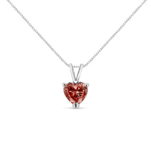 将图片加载到图库查看器,IGI Certified 14K White Gold Martini Set 1.00 Cttw Lab Grown Pink Heart Diamond Solitaire 18" Pendant Necklace (Pink Color, SI2 Clarity)