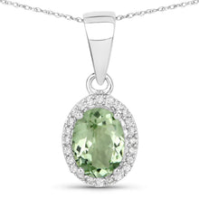 Load image into Gallery viewer, 1.27 Carat Genuine Green Tourmaline and White Diamond 14K White Gold Pendant