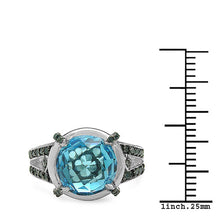 Load image into Gallery viewer, 5.43 Carat Genuine Swiss Blue Topaz & Blue Diamond .925 Sterling Silver Ring