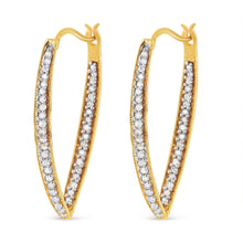 Load image into Gallery viewer, 10K Yellow Gold 1/2 Cttw Round-Cut Diamond Modern Hoop Earrings (I-J Color, I2-I3 Clarity)