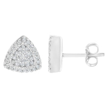 Load image into Gallery viewer, 14K White Gold 1/2 cttw Trillion Shaped Diamond Stud Earrings (H-I Clarity, SI2-I1 Color)