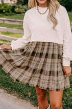 Load image into Gallery viewer, Vintage Plaid Round Neck Long Sleeve Mini Dress Cozy & Stylish Dress Retro Design Dress For Party