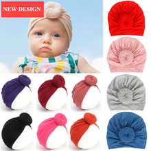 将图片加载到图库查看器,Newborn Toddler Kids Turban Cotton Beanie Hat Winter Cap Knot Solid Soft Sleeping Caps For Kids