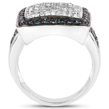 Load image into Gallery viewer, 0.64 Carat Genuine White Diamond and Blue Diamond .925 Sterling Silver Ring