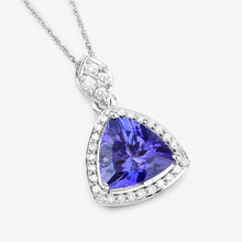 Load image into Gallery viewer, 1.71 Carat Genuine Tanzanite and White Diamond 14K White Gold Pendant