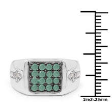 Load image into Gallery viewer, 0.60 Carat Genuine Emerald & White Diamond .925 Sterling Silver Ring