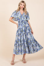 将图片加载到图库查看器,New Summer Floral Tie Waist Flutter Sleeve Tiered Dress For Women – Feminine, Elegant, Cheerful, Bohemian Chic, Flowy & Graceful
