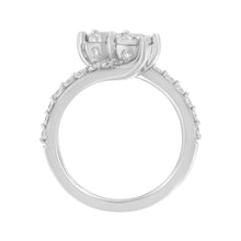 Load image into Gallery viewer, 10K White Gold Two-Stone Miracle-Set Diamond Bypass Ring (1 Cttw, H-I Color, I1-I2 Clarity) - Size 6