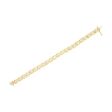 Load image into Gallery viewer, 10K Yellow Gold Plated Sterling Silver 2 cttw Diamond "XOXO" Bracelet (J-K Clarity, I1-I2 Color) - Size 7.25"