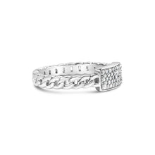 Load image into Gallery viewer, .925 Sterling Silver 1/5 Cttw Diamond ID and Cuban Link Band Ring (I-J Color, I2-I3 Clarity) - Ring Size 6
