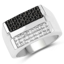 Load image into Gallery viewer, 0.64 Carat Genuine Black Diamond and White Diamond .925 Sterling Silver Ring