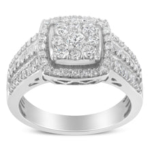 Load image into Gallery viewer, 10K White Gold Diamond Cluster Ring (1 Cttw, H-I Color, I1-I2 Clarity) - Size 6-3/4
