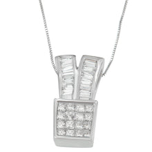 Load image into Gallery viewer, 14K White Gold 1 1/3 cttw Princess and Baguette Cut Diamond Sparkling Shapes Pendant Necklace (H-I, SI1-SI2)