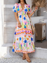 Load image into Gallery viewer, Elegant Printed V-Neck Short Sleeve Maxi Dress Beautiful Casual Women Long Dress