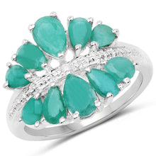 Load image into Gallery viewer, 2.21 Carat Genuine Emerald and White Diamond .925 Sterling Silver Ring