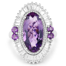 Load image into Gallery viewer, 7.96 Carat Genuine Amethyst and White Topaz .925 Sterling Silver Ring