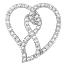 Load image into Gallery viewer, 14K White Gold 1.0 Cttw White Diamond Awareness Ribbon & Open Heart 18" Pendant Necklace (H-I Color, I1-I2 Clarity) - White Diamond Ribbon