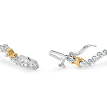 将图片加载到图库查看器,10K Two-Tone 2.00 Cttw Diamond "X" and Wave Link Bracelet (H-I Color, I1-I2 Clarity) - 7" Inches