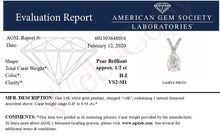Load image into Gallery viewer, AGS Certified 14K White Gold 1/2 Cttw Diamond Pear 18" Pendant Necklace (H-I Color, VS2-SI1 Clarity)