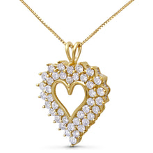 Load image into Gallery viewer, 14K Yellow Gold Plated .925 Sterling Silver 4.0 Cttw Diamond Shadow Frame Heart 18" Pendant Necklace (J-K Color, I1-I2 Clarity)