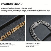 Load image into Gallery viewer, 8" Luxurious Rhinestone Cuban Chain Bracelet for Men