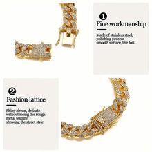 Load image into Gallery viewer, 8" Luxurious Rhinestone Cuban Chain Bracelet for Men