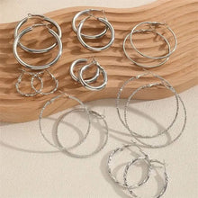 将图片加载到图库查看器,8-Pairs: Alloy Hoop Earrings Set