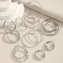 将图片加载到图库查看器,8-Pairs: Alloy Hoop Earrings Set
