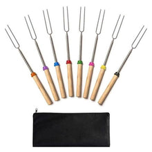 Load image into Gallery viewer, 8-Piece Set: Marshmallow Roasting Sticks with Wooden Handle
