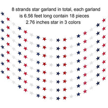 Load image into Gallery viewer, 8 Strands Patriotic Star Streamers Banner Garland