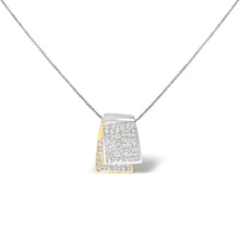 Load image into Gallery viewer, 14K White and Yellow Gold 2.0 Cttw Princess Cut Diamond Two Tone Foldover Box Pendant 18†Box Chain Necklace (H-I Color, SI1-SI2 Clarity)